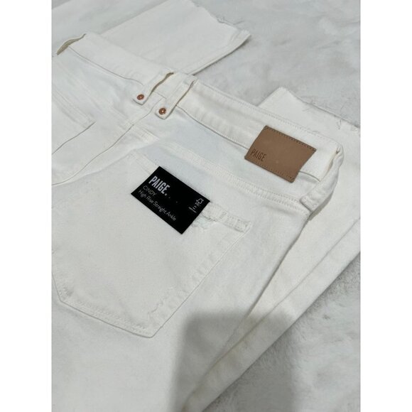 New PAIGE Size 31 Cindy - Tonal Ecru Double Back Belt Loop off-white **Stain** - Picture 10 of 14